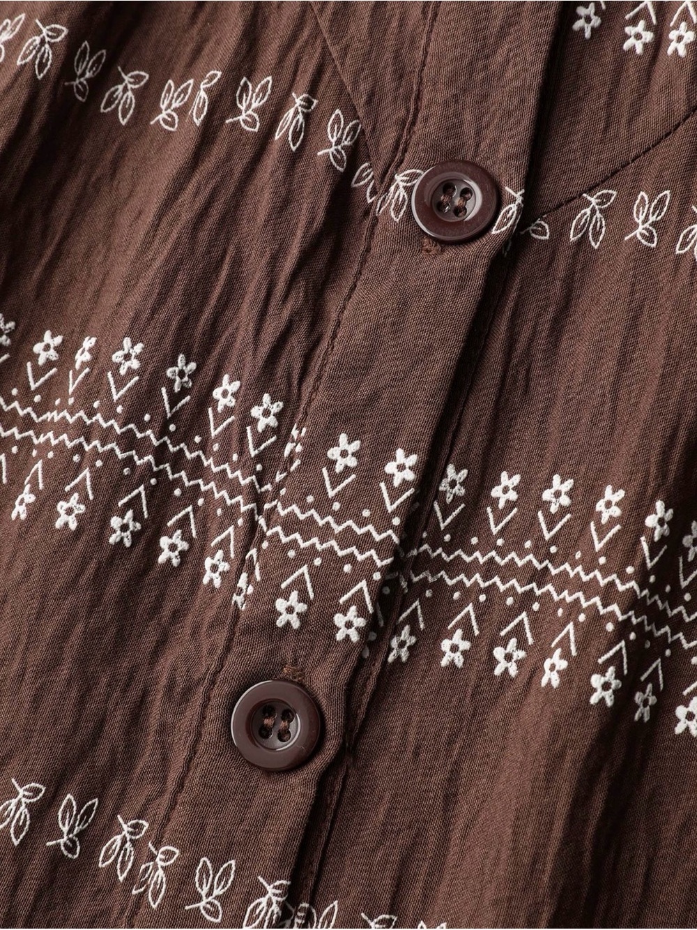BloomChic Brown Button-Front Patterned Long-Sleeve Top - Picture 2 of 10